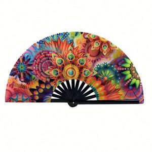Abanico Plegable de Bambú Premium de 27 cm/33 cm, Ecológico, con Pintura Holográfica UV, para Fiestas y Publicidad - Product Image 5