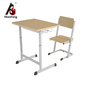 Muebles de Aula de Alta Calidad, Juego de Escritorio y Silla Individual Ajustable de Madera Contrachapada Resistente para Escuela Primaria/<span class=keywords><strong>Centro</strong></span> de Capacitación - Product Image 1