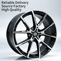 Jantes Flowtone Noir Brillant avec Face Usinée 20 Pouces 5x120 5x112 Jantes en Alliage à Double Rayon en Y pour BMW Audi Series Benz Tesla