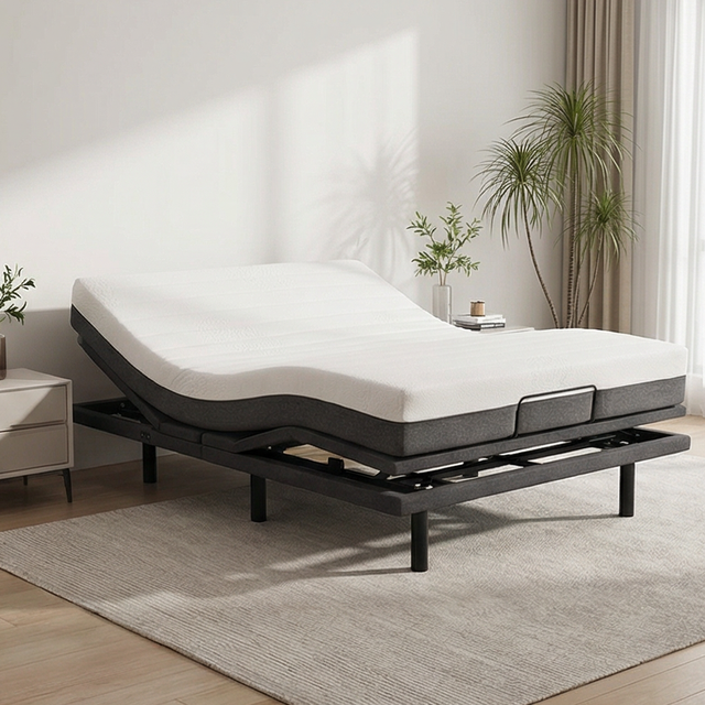 Split King Size Adjustable Bed Frame with Mattress Wireless Control for Couples Electric Smart Folding Hotel Bed Base