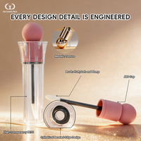 Tube à gloss à lèvres vide rechargeable en ABS transparent avec pinceau souple, bouchon sphérique, flacon à facettes, emballage cosmétique or rose, logo personnalisé OEM