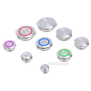 12mm 16mm 19mm 22mm 25mm 30mm Mini Type Court Momentané 6Pin Terminal RingRGB Illuminé Étanche IP67 Bouton Poussoir - Product Image 1