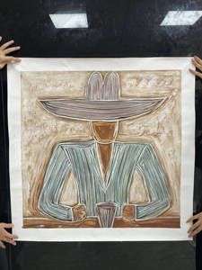 Art Mural <span class=keywords><strong>Moderne</strong></span> Cowboy Western <span class=keywords><strong>Peinture</strong></span> Réaliste Toile Peinte à la Main 2 Sets-Hommes Femmes pour Portraits Décoratifs de Couple - Product Image 5