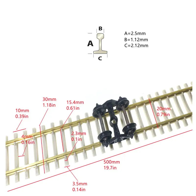 50cm HO Model Train Railway HO Scale 1:87 Tracks Flexible Rail with Rail Joiners Screws