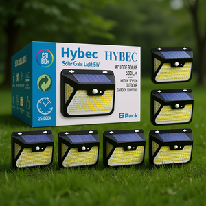 Lampe murale solaire Hybec 5W 500LM avec détecteur de mouvement pour éclairage extérieur de jardin - Product Image 3