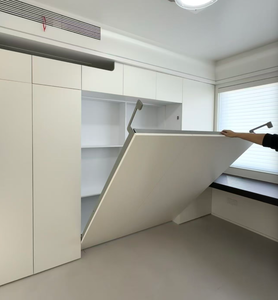 מיטת מרפי מתכתית מודרנית מתכווננת עם עיצוב מיטת קיר מתקפלת, פאנל סִגְנוֹן - Product Image 2