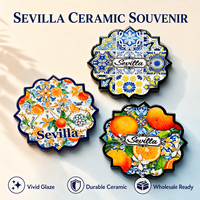 Sous-verres en céramique 3D gaufrés Souvenir touristique de Séville, Espagne – Design personnalisé, tapis isolant pour café et thé, OEM ODM sur mesure