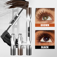 Mascara liquide double tête waterproof 2026, noir et brun, double couleur, fibres soyeuses, effet 4D, cils bouclés, maquillage des cils