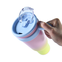 Botella de Agua de Acero Inoxidable de 40 Oz, Aislada, Isotérmica, para Bebidas Frías y Calientes, con Degradado de Color, Multicolor, sin BPA, con Tapa y Pajita, para Fiestas, Viajes