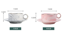 Tasse à café en céramique à motif marbré avec soucoupe et support