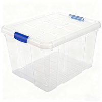 Boîte de rangement en plastique avec couvercle - Conteneur de rangement pour jouets, vêtements et plus encore. Dimensions du sac de 25 L de capacité, conception robuste