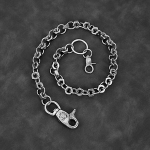 人気セールスカル刺繍バイカーウォレットチェーンヘビーデューティーシルバー六角リンクパンツクリップエッジの効いたズボンチェーン - Product Image 2