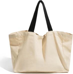 Sacs en toile de coton bio en gros pour usine, sacs fourre-tout vierges réutilisables pour courses avec logo personnalisé imprimé - Product Image 1