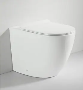 Closestool en céramique au design moderne Toilettes sans rebord montées au sol P-trap Toilette de salle de bain monobloc Toilette en céramique pour hôtel