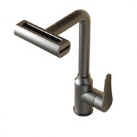 Robinet de cuisine en acier inoxydable, finition bronze, avec bec cascade 4 voies, fonction pluie, sans contact, eau chaude et froide, monotrou, à poser sur plan, mitigeur d'évier