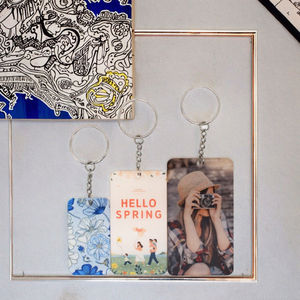 Gantungan kunci akrilik cetak UV kustom gantungan kunci Memorial sublimasi 3 ukuran yang berbeda gantungan kunci foto Digital paduan jenis logam - Product Image 6