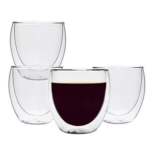 Tazze da caffè in <span class=keywords><strong>vetro</strong></span> trasparente borosilicato isolate personalizzate ecologiche bicchieri a doppia parete tazza da Cappuccino da 8 once tazza da caffè - Product Image 5