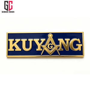 Maßgefertigte Freimaurer-Emaille-Anstecknadel <span class=keywords><strong>KUYANG</strong></span> mit Quadratkompass-Symbol, Vergoldetes Metall-Abzeichen für Kleidung und Hüte - Product Image 2