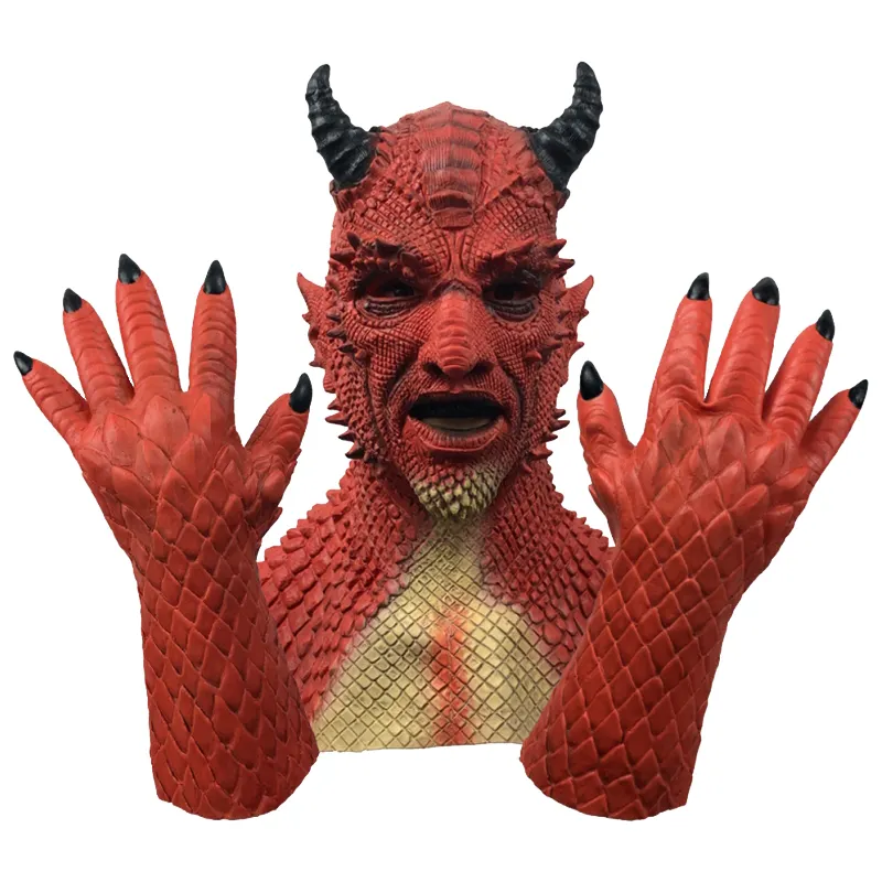 Oyun Diablo yalan kral Belial Boss Cosplay maskeleri korku şeytan başkanı cadılar bayramı sahne lateks maskeli maskeleri