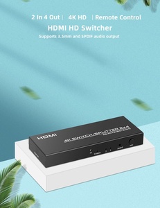 ตัวแยกสัญญาณวิดีโอ <span class=keywords><strong>HDMI</strong></span> 4K 60Hz <span class=keywords><strong>2x4</strong></span> สวิตช์สลับสัญญาณ 2 เข้า 4 ออก สำหรับ HDTV พร้อมเสียง SPDIF 3.5 มม. - Product Image 2