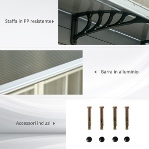 Outsunny Toldo de policarbonato para exteriores para puertas y ventanas con kit de montaje 103x96. 5x27cm-Marrón - Product Image 5
