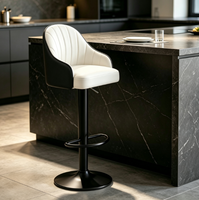 Tabouret de bar gris moderne avec base en métal noir, hauteur réglable, pivotant, pour îlot de cuisine, bar à domicile