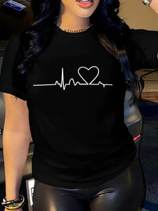 Venta al por mayor de ropa de mujer impresa divertida camiseta de dibujos animados de pestañas señora manga corta gráfico barato de talla grande barato <span class=keywords><strong>camisetas</strong></span> <span class=keywords><strong>baratas</strong></span> Tops - Product Image 3