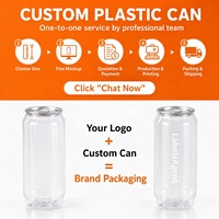 Boîtes de conserve PET écologiques personnalisables avec logo et motif, boîtes de soda en plastique transparent, boîtes à ouverture facile, vente en gros