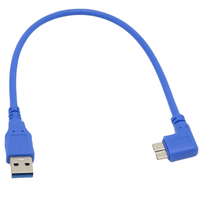 Câble de disque dur Micro BM vers USB 3.0 AM à angle droit de 90 degrés pour microphone/haut-parleur avec gaine en PVC