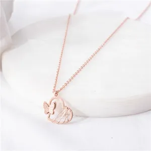 18 K Gold Plated Trendy Butterfly Heart Necklace Set Woman Charm 316L Stainless Steel Chains Necklaces Butterflies Gold