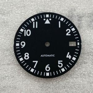 Produsen dibuat khusus kualitas terbaik Hitam Perak 316L baja tahan karat 28.5mm wajah jam NH35 hijau Super bercahaya Dial jam - Product Image 2