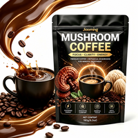 Poudre de café aux champignons pur avec emballage, marque privée, vente en gros, boisson bien-être, mélange de suppléments quotidiens