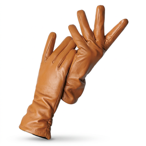 Gants en cuir de mouton marron pour femmes, longueur poignet, élégants, pour toutes les saisons (hiver, automne, printemps) - Product Image 3