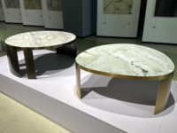 Série Designer sur mesure Table basse en pierre verte naturelle Table à thé Café Salon Mobilier en acier marbré véritable Table d'appoint