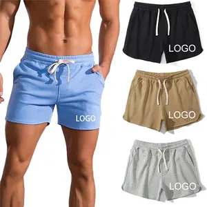 Shorts de algodão para academia masculino, bermuda atlética confortável de algodão para homens, para corrida, bermuda personalizada de suor