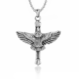 Eagle Pendant Necklace Stainless Steel Retro <b>Cross</b> Design Punk Style Jewelry SP807 - Product Image 1