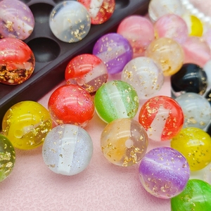 51138 Großhandel Clear Shinny 16mm runde glas ähnliche Lampwork Goldfolie gefüllt lose Perlen Harz DIY Perlen für Schmuck Stift herstellung - Product Image 5
