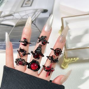 Trendy <b>Black</b> Cross Punk Hip Hop <b>Rings</b> Women <b>Men</b> Fashion Adjustable Opening <b>Ring</b> Halloween Gothic Cross Moon Spider <b>Ring</b> - Product Image 3