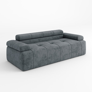 Canapé inclinable moderne et minimaliste trois places en tissu tufté, entièrement rembourré en éponge, compressé sous vide, idéal pour petit appartement - Product Image 1