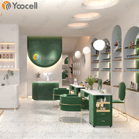 Yoocell Nouveau Design Table de Manucure Portable Couleur Verte, Bureau de Manucure Roulant, Chaise Tabouret de Bureau, Tables à Ongles pour Salon