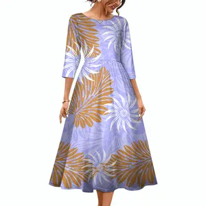 Polynesian Elei 부족 디자인 사용자 정의 도매 가격 성격 패션 숙녀 이브닝 파티 드레스