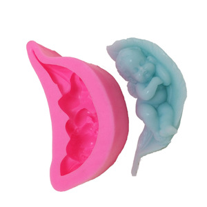 3D sommeil <span class=keywords><strong>ange</strong></span> Silicone bougie moule gâteau mignon aromathérapie mignon bébé savon moule bricolage Fondant chocolat moules - Product Image 1
