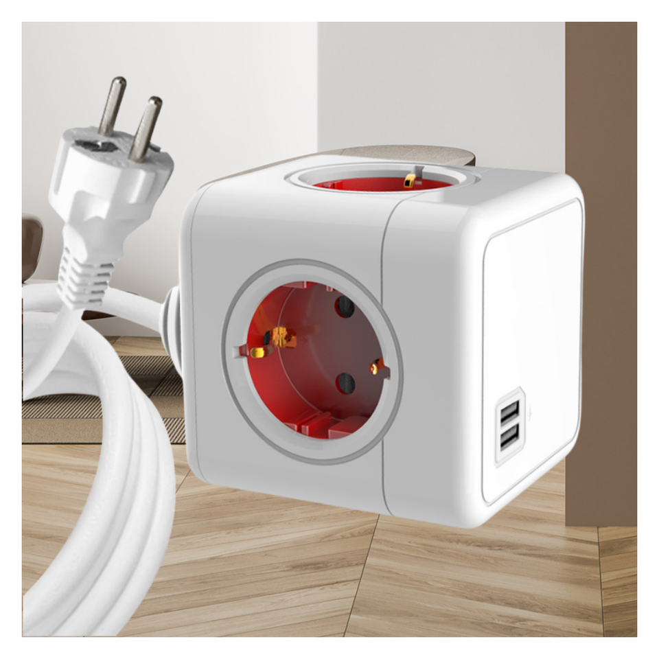 Cube Socket 4 Outlets Power Extension Socket with USB Port Modern ...