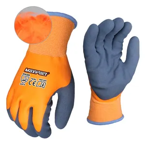 MaxiPact naranja látex recubierto térmico Terry cepillado cálido forro aislado invierno seguridad impermeable guantes de trabajo