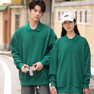 Unisex White Button Up Collar Pullover Sweatshirt Regular Sleeve Knitted Cotton Oversized Casual Autumn Wear - Product Image 2