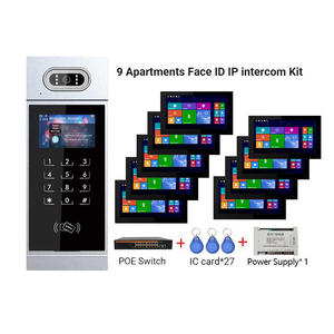 Hệ thống kiểm soát ra vào nhà ở an ninh 9 căn hộ, điện thoại cửa video IP TCP, màn hình cảm ứng 7 inch, nhận diện khuôn mặt, rảnh tay - Product Image 1