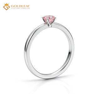 Bague de fiançailles vintage unisexe en platine PT950 Goldleafgem avec moissanite rose taille ronde 1, 2 ou 3 carats, sertie à griffes, pour usage quotidien - Product Image 2