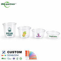 Gobelet jetable en plastique PET personnalisé avec logo, 12 oz, 16 oz, 20 oz, pour boissons froides, à emporter, restaurant, café glacé, jus, avec couvercles