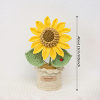 Tournesol au crochet en pot, fait main en tissu, pour la décoration de la maison, de la table ou des étagères, cadeau de Pâques, de mariage, d'anniversaire pour professeur