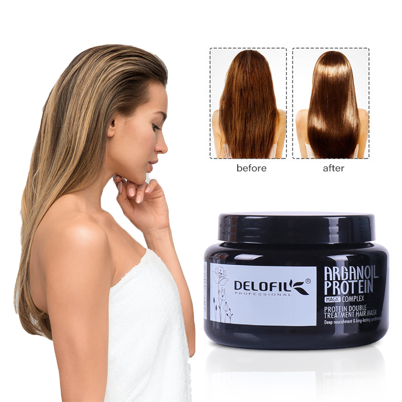 DELOFIL Natural Argan oil hair care cream  rich in keratin to repair rough hair  gentle moisturizing and smoothing mask